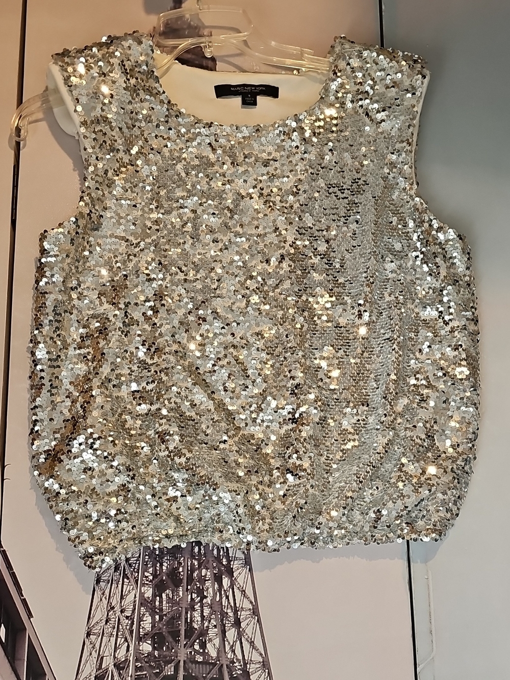 Stunning Marc New York Silver Sequin Sleeveless Tank